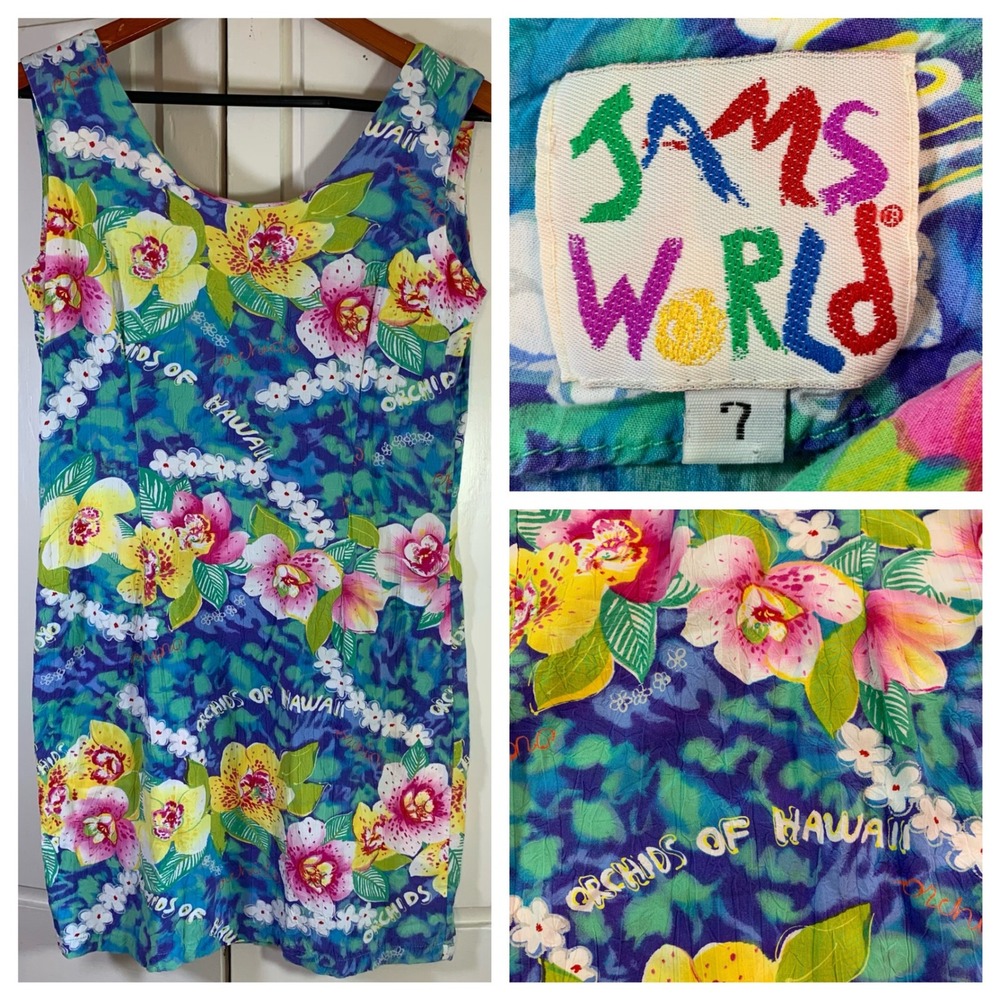 Vintage Jams World Dress Orchids of Hawaii Floral Sleeveless Hawaiian‎